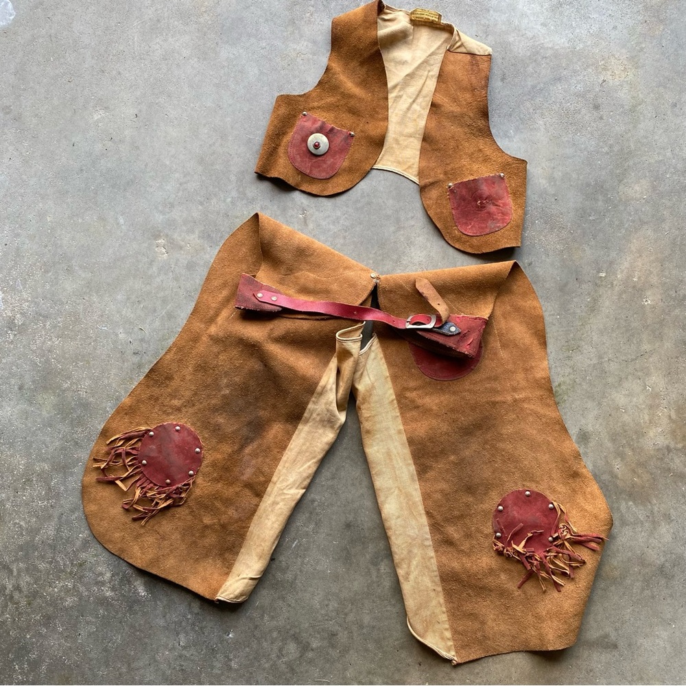 Vintage Keystone Bros Leather Chaps And Vest Set